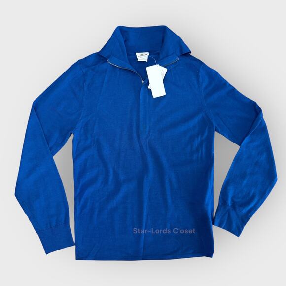 Lacoste Blue Merino Wool 1/4 Zip Pullover Sweater Size 4 Small Classic Preppy - Picture 1 of 8